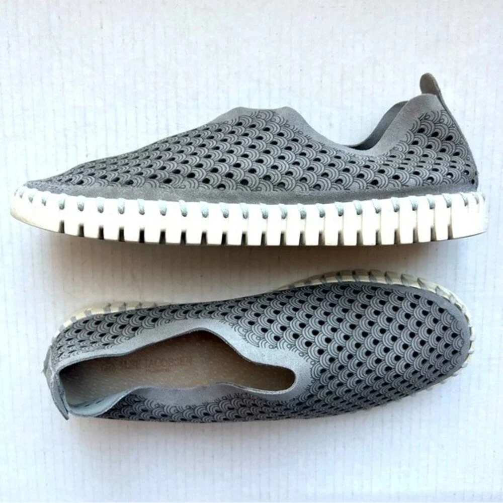 Ilse Jacobsen Gray Tulip Scalloped Slip On Shoes White Sole EU‎ 40 US 9.5 - 10